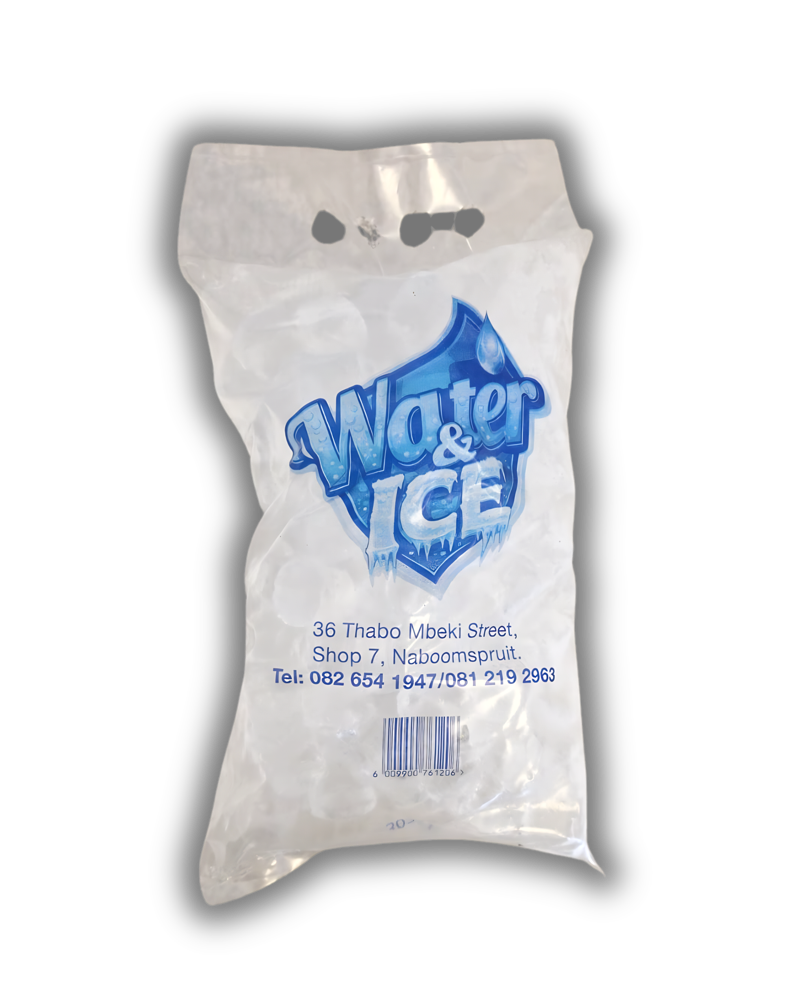Branded bag of gourmet ice cubes